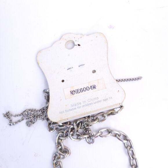 NEW Necklace & Earring Set Silver Tone Triple Chain, Knotted, Long Necklace - Picture 5 of 6